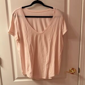 Elegant Light Pink V-Neck Tee